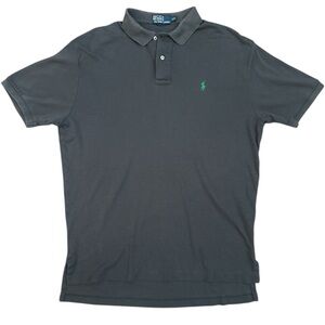 Polo by Ralph Lauren Men's Charcoal Polo Shirt with Green Logo